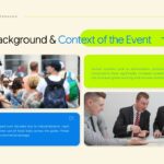 Background Context Template - News filming setup with numbered content boxes showcasing event details