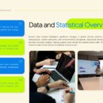 Data Statistics Template - Four numbered sections with climate data and collaborative workplace imagery