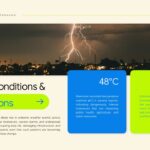 Weather Conditions Template - Dramatic storm imagery with temperature data and extreme weather statistics