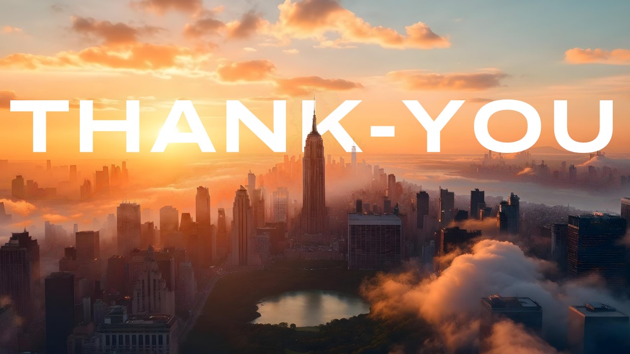 New York Template - Thank you slide with NYC skyline to professionally conclude your presentation