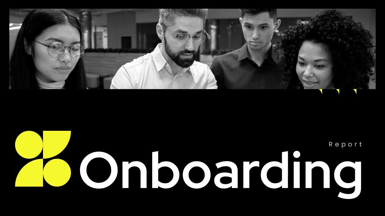 Onboarding Report Template - Title slide with business professionals