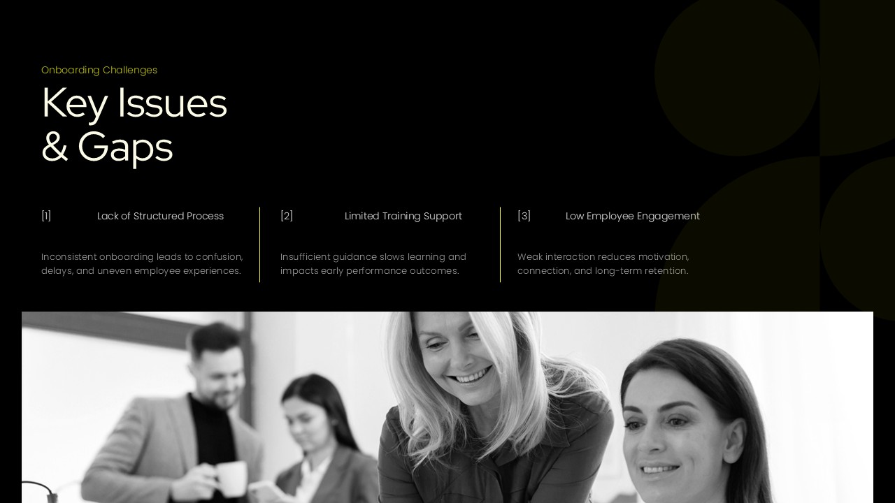 Onboarding Template - Key issues and gaps analysis slide