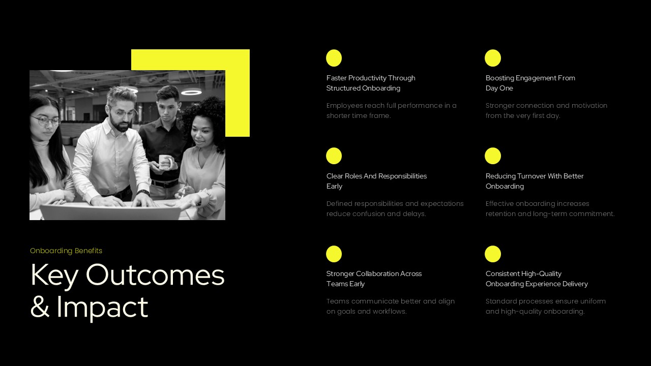 Onboarding Template - Key outcomes and business impact grid layout