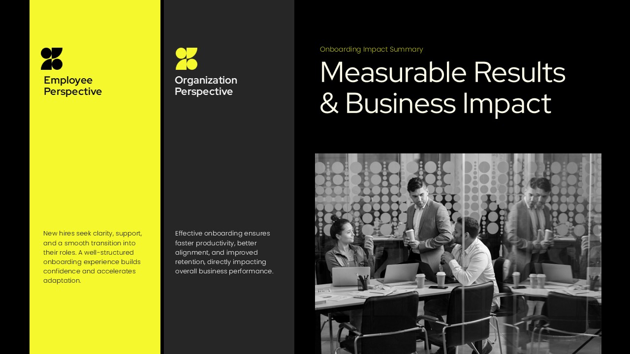 Onboarding Template - Measurable results split-screen design