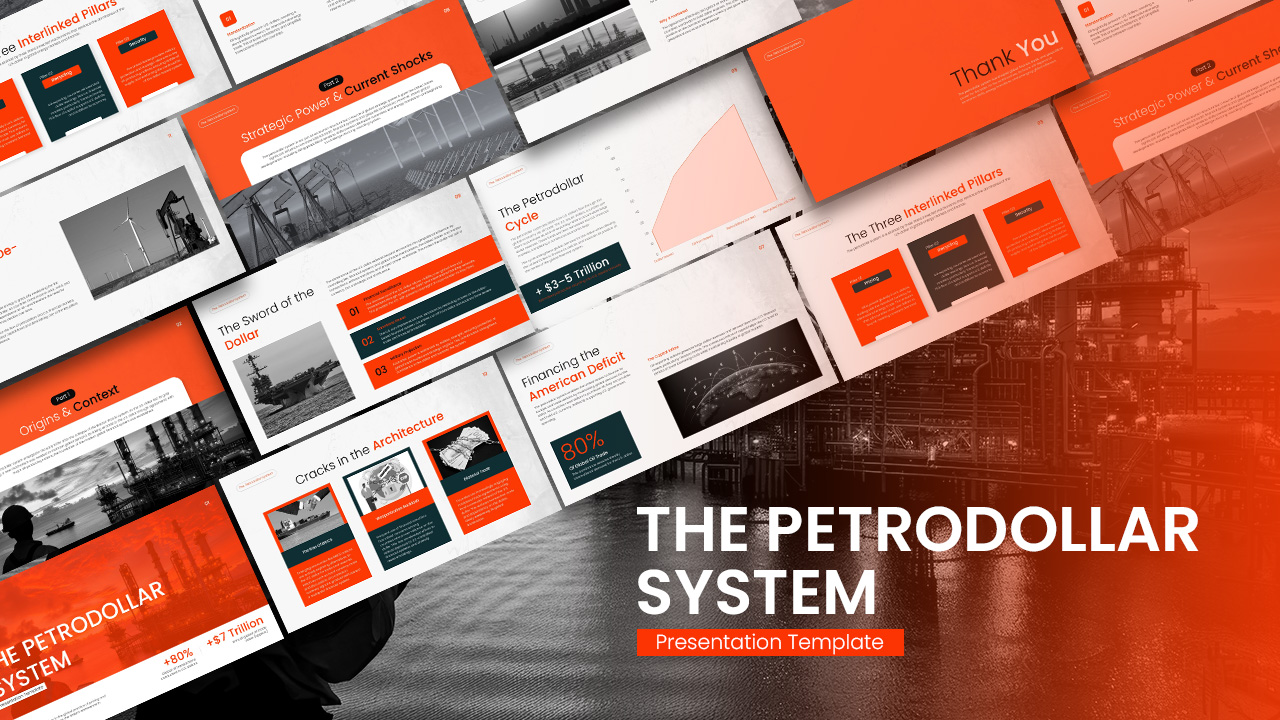 Petrodollar System Template - Professional presentation cover showcasing economic and energy sector themes