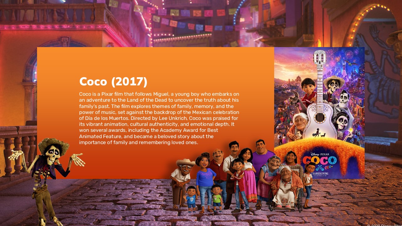 Coco Template - Mexican cultural celebration with Day of the Dead aesthetics honoring family heritage themes