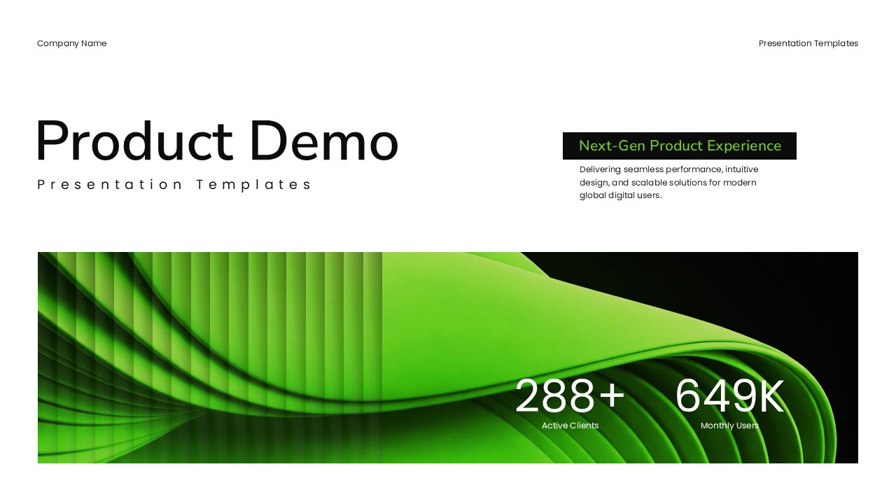 Product Demo Template - Title slide with Next-Gen Product Experience