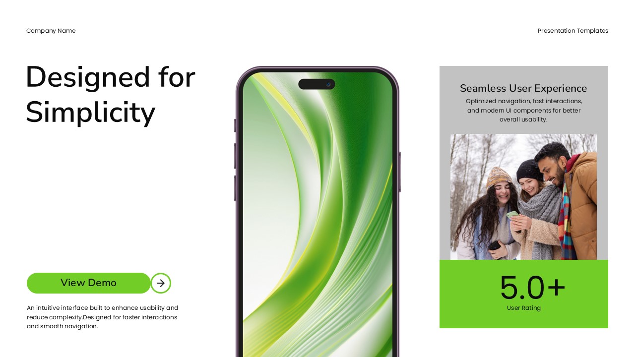 Product Demo Template - Simplicity slide with smartphone mockup