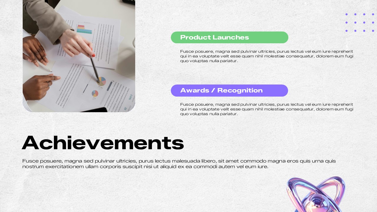 Quarterly Report Template - Achievements with product launches and awards