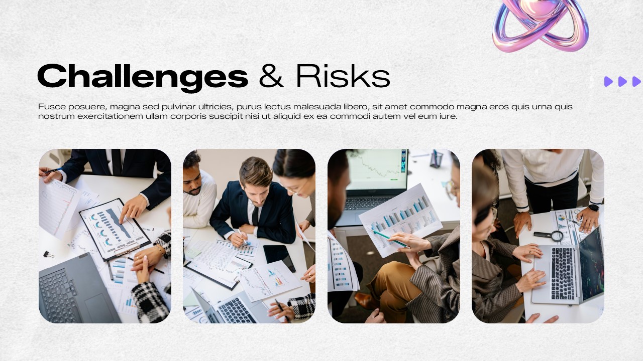 Quarterly Report Template - Challenges and risks with team collaboration grid
