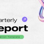 Quarterly Report Template - Title slide with purple arrow icon