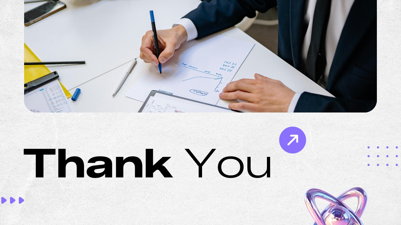 Quarterly Report Template - Thank you closing slide with handwriting image