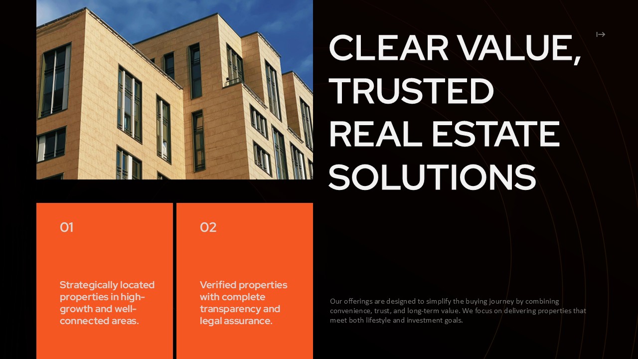 Real Estate Value Proposition Template - Trusted solutions slide with numbered value points