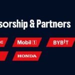Red Bull F1 Team Partnerships - Five major sponsor logos arranged in grid showcasing Oracle Mobil Honda relationships