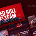 Red Bull F1 Team Template - Dynamic isometric overview showcasing multiple racing slides in signature red and navy design