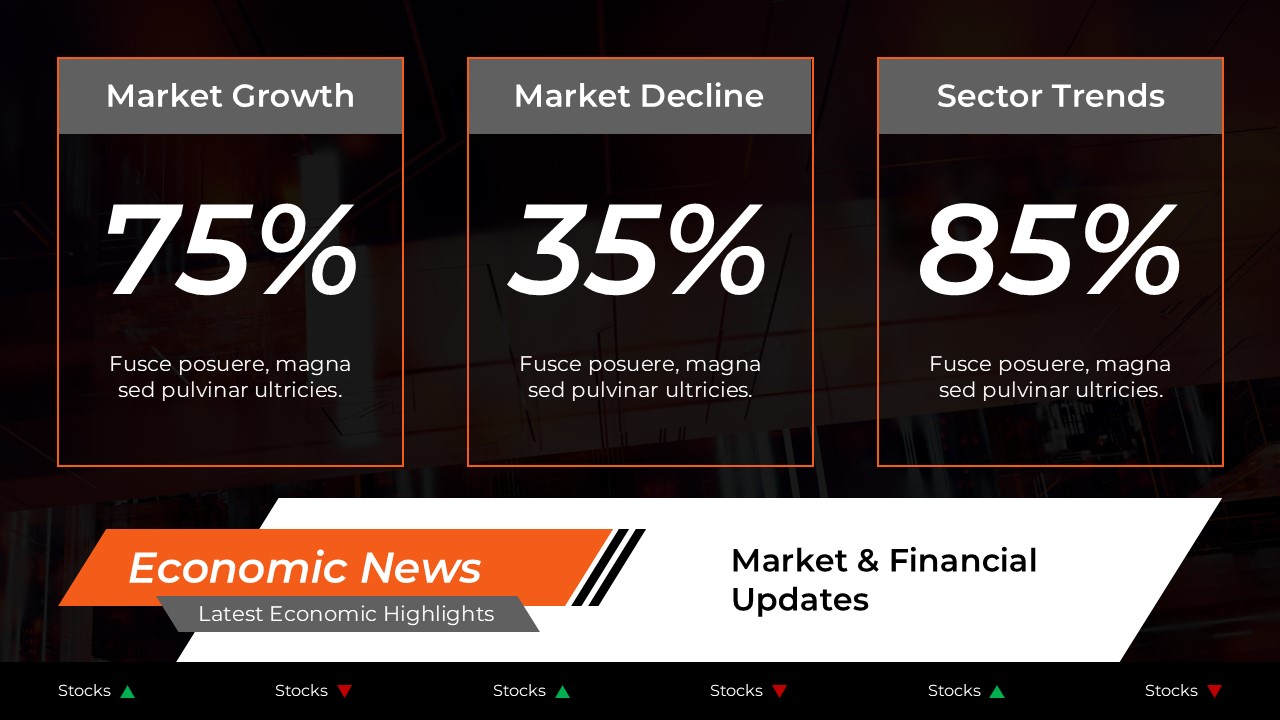 Reuters Template - Economic data slide to display financial statistics and market percentages