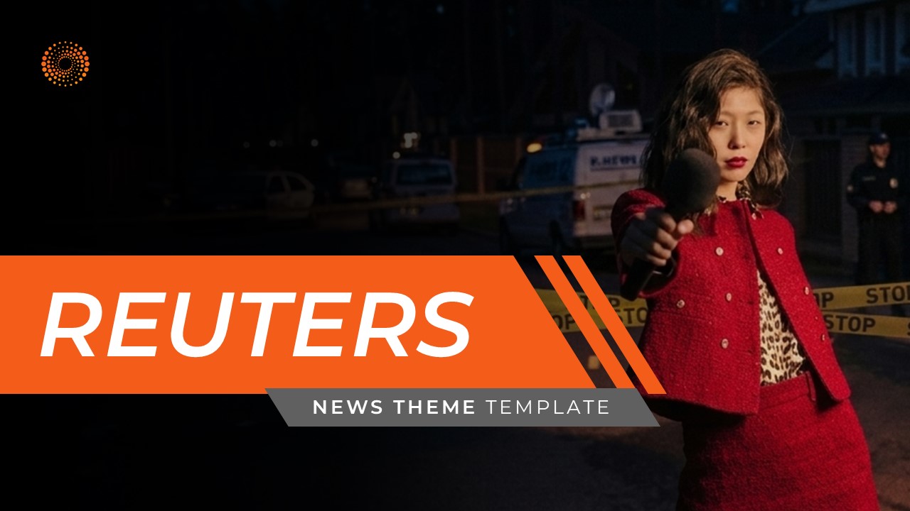 Reuters Template - Title slide with news reporter background to introduce broadcast presentations