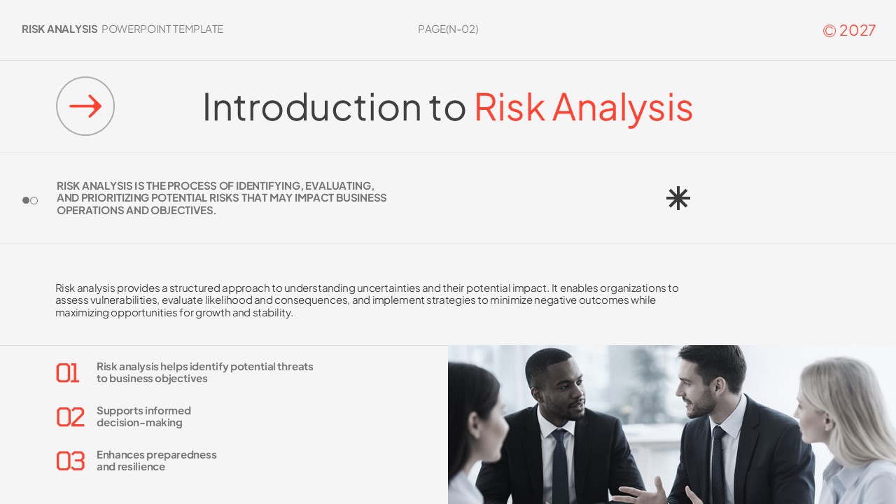 Risk Analysis Template - Introduction slide to explain risk analysis fundamentals and key benefits