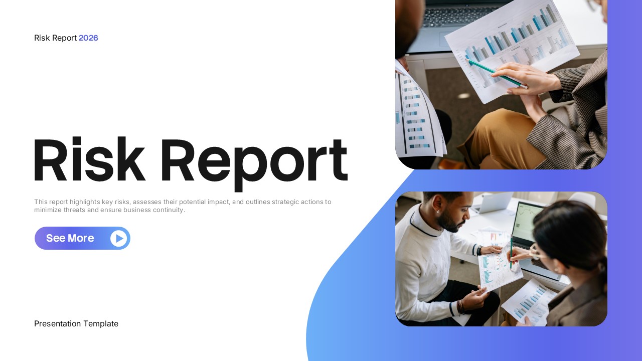 Risk Report Template - Title slide to open your business risk assessment presentation professionally
