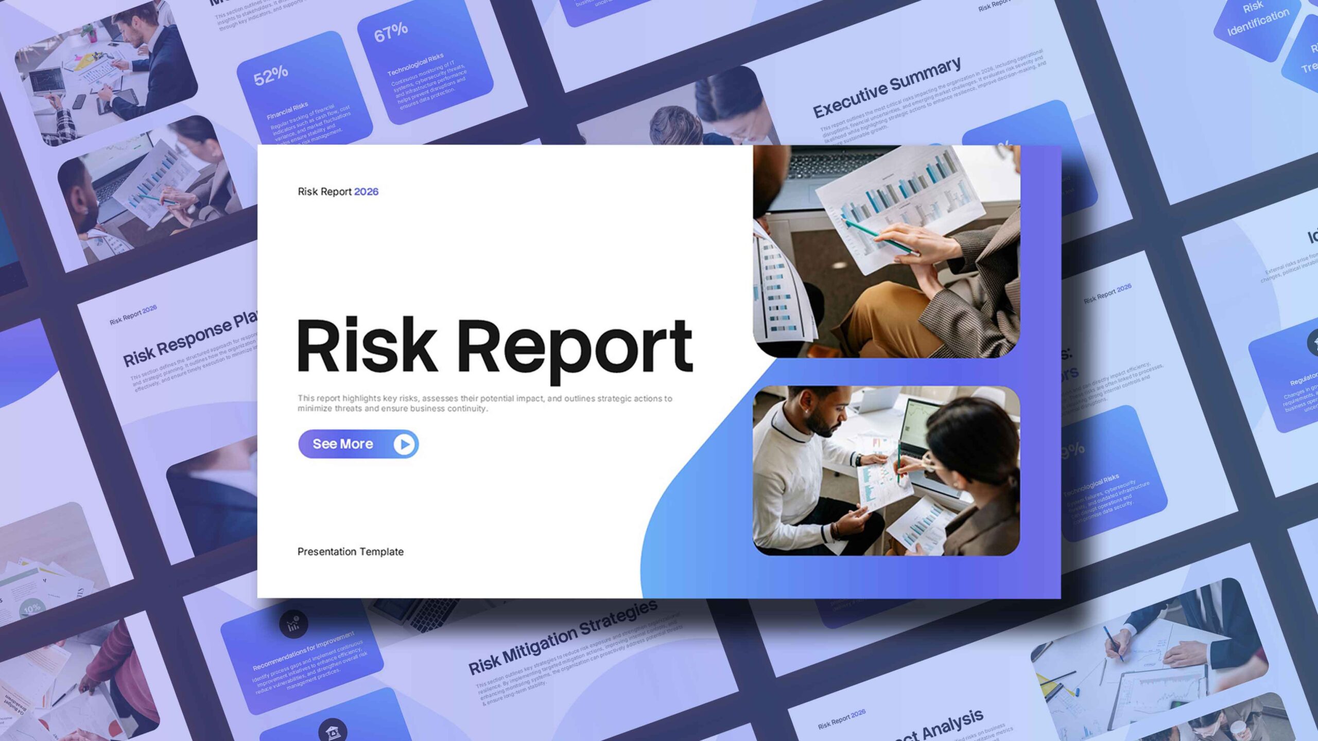 Risk Report Template - Professional cover slide to introduce your 2026 risk assessment presentation