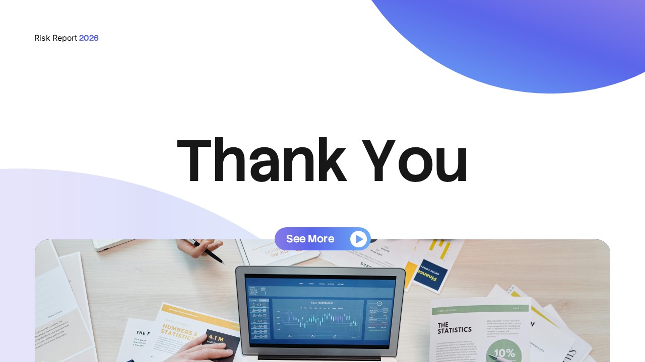 Risk Report Template - Thank you slide to professionally conclude your risk management presentation