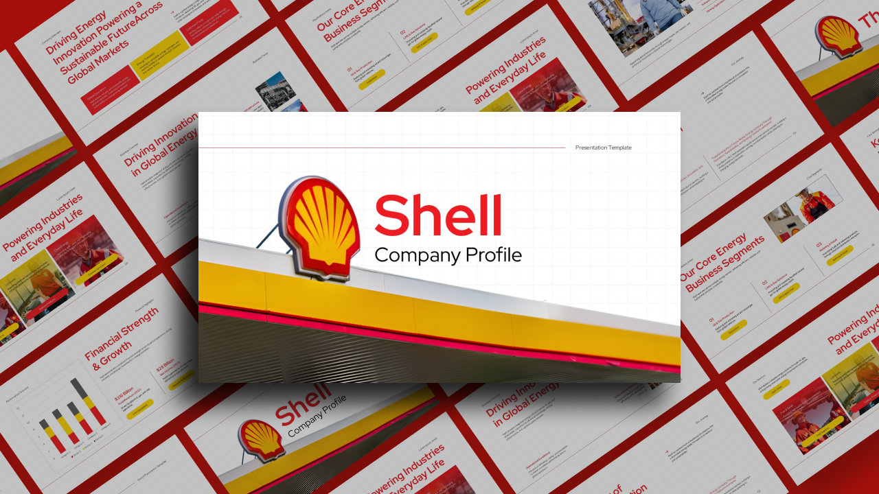 Shell Company Profile Template - cover slide with logo and brand colors
