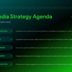 Social Media Report Template - Strategy agenda slide with five organized sections and green accent elements