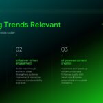 Social Media Report Template - Emerging trends slide showing four key social media trends with descriptions