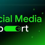 Social Media Report Template - Modern cover slide with gradient background and social media icons