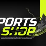 Sports Shop Business Plan Template - Title page with athletic shoe and company branding in modern design