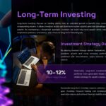 Stock Market Template - investment strategy slide with workspace photo and 10-12% performance highlight