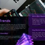 Stock Market Template - market trends slide with mobile trading imagery and purple information boxes