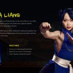 Street Fighter Callina Liang Template - Chun-Li character profile in blue martial arts outfit
