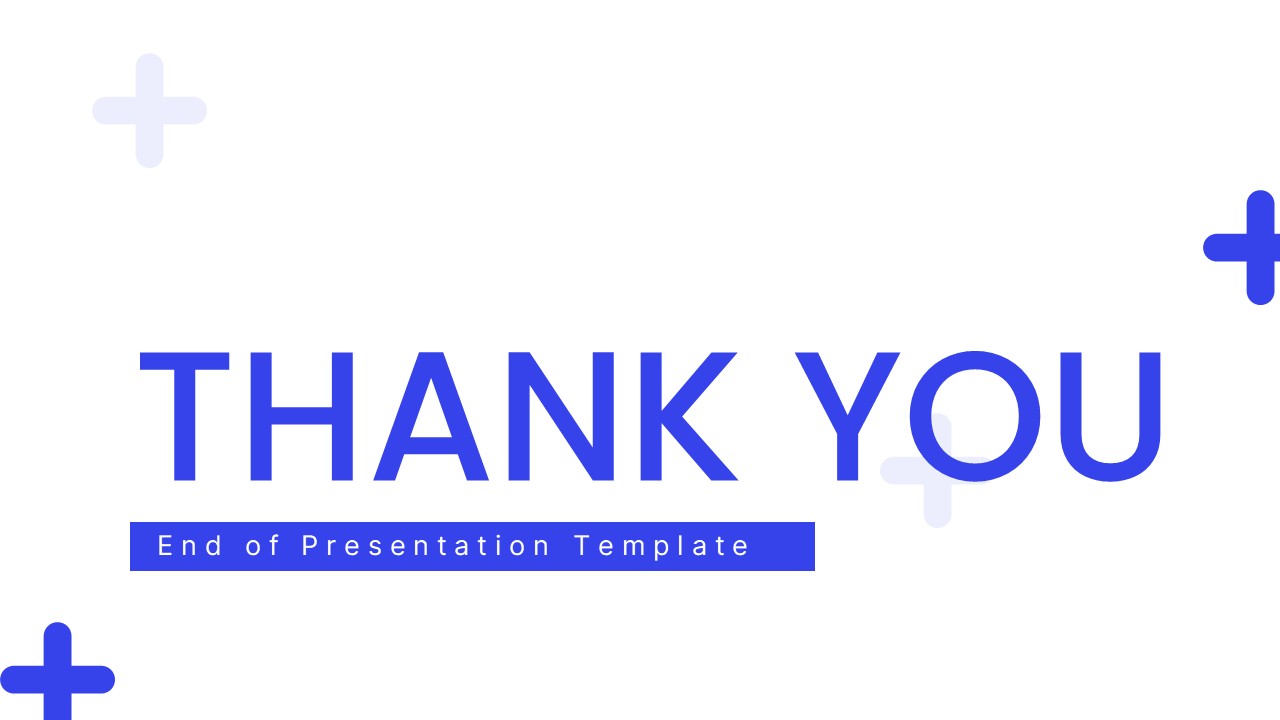 Surgery Google Slides - Thank you slide with blue typography and medical cross symbols for presentation ending