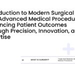 Surgery PowerPoint Template - Introduction slide with modern surgical care overview and blue medical design