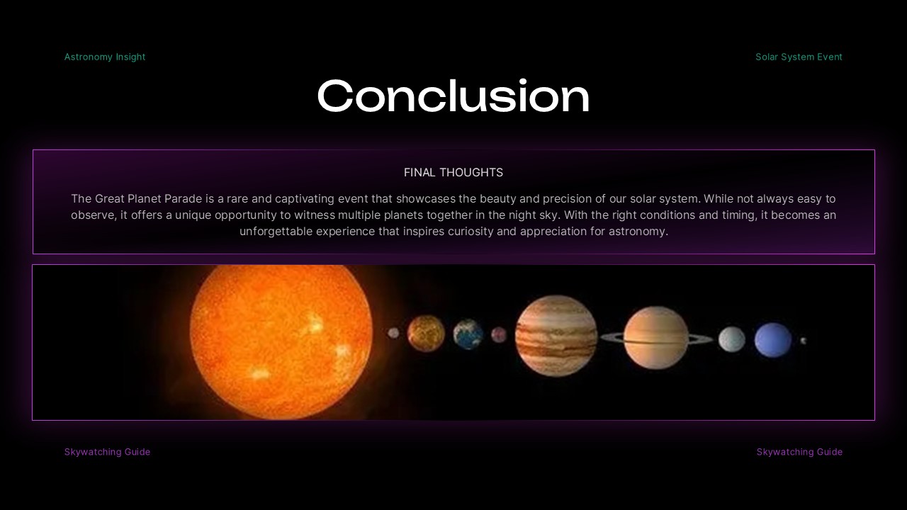 Great Planet Parade Template - Summary slide to conclude your presentation with key takeaways and solar system imagery