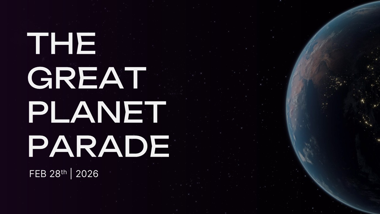 Great Planet Parade Template - Title slide to start your space science presentation with Earth imagery and event title