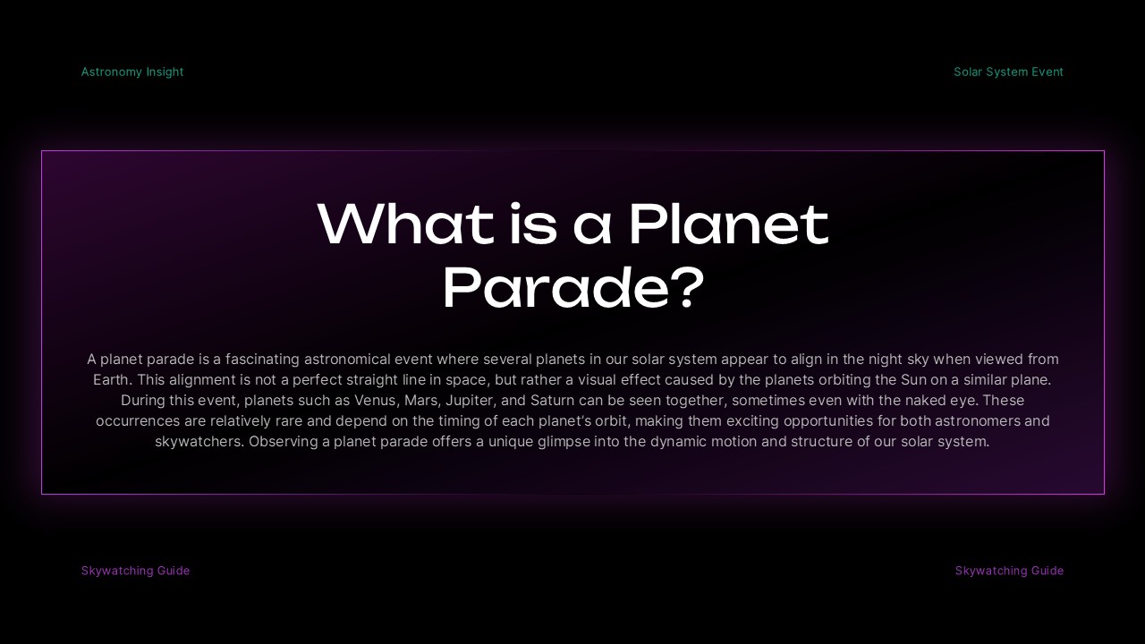 Great Planet Parade Template - Definition slide to explain what a planet parade is to your audience