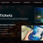 Tomorrowland Tickets Guide - Mobile app mockup and festival mapping paired with detailed purchasing process instructions