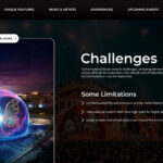 Tomorrowland Challenges Layout - Futuristic dome imagery balanced with professional limitations and obstacle content presentation