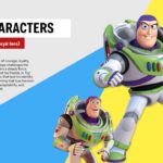 Toy Story 5 Template - Buzz Lightyear character slide with space ranger images and loyal hero analysis text