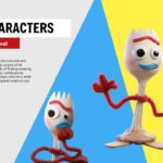 Toy Story 5 Template - Forky character slide with spork character images and emotional journey analysis text