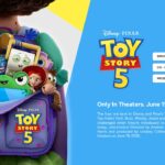 Toy Story 5 Template - production details slide with character backpack image and text about director, release date