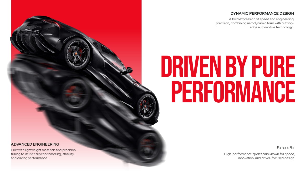 Toyota performance template - slide to showcase dynamic engineering and advanced automotive technology features