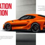 Toyota innovation template - slide to present engineering excellence and reliability legacy with sports car imagery