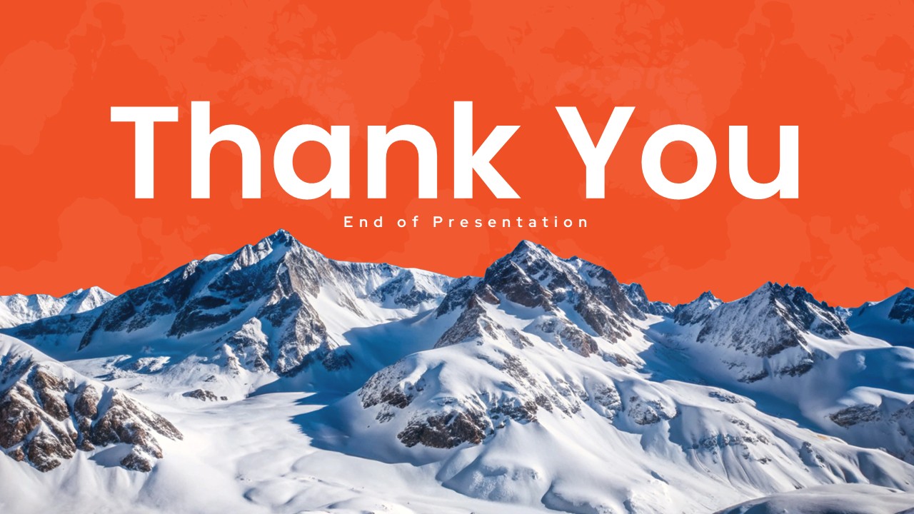 Travel Agency Business Plan Template - Thank you closing slide with mountain landscape and professional design