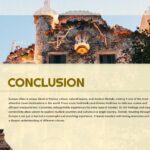 Travel Europe Conclusion Template - Summary slide with panoramic European landmarks and golden typography