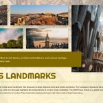 Travel Europe Landmarks Template - Famous monuments slide with Colosseum, Eiffel Tower and Gothic architecture