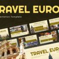 Travel Europe Template - Presentation cover with European landmarks and golden typography design