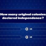Original Colonies Quiz Question - Numerical multiple choice options arranged in clean 2x2 button layout design